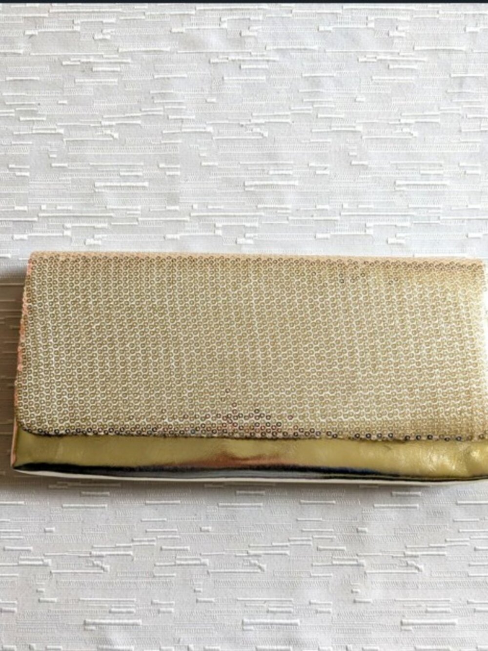 La Regale Sequined Gold Metallic Clutch Purse